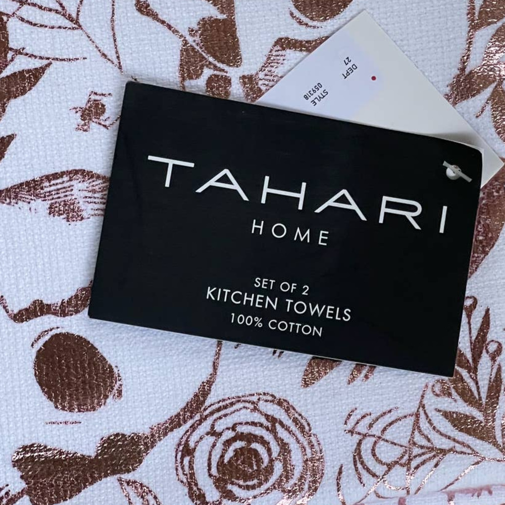 Skull Metallic Pink Tik‎ Tok Viral Halloween Kitchen Towels Tahari 2 pk NWT